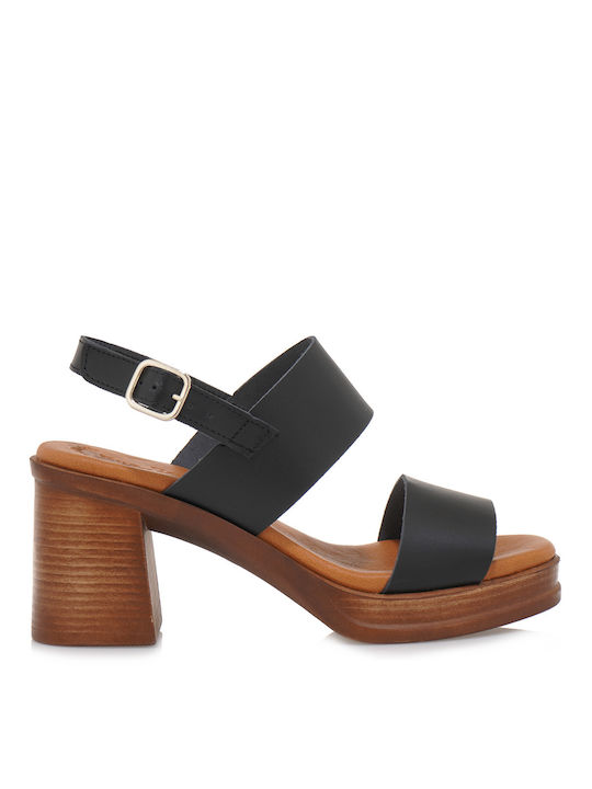 Eva Frutos Leather Women's Sandals Black with H...