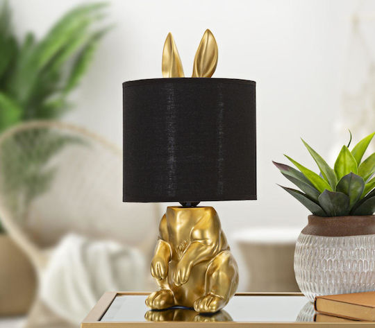 Mauro F Plastic Table Lamp with Gold Shade and Base