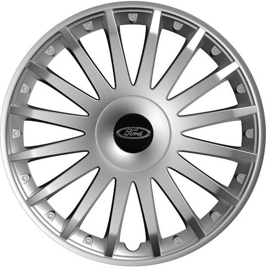 Versaco Car Hubcap Set Crystal with Ford Emblem 14" 4pcs Silver