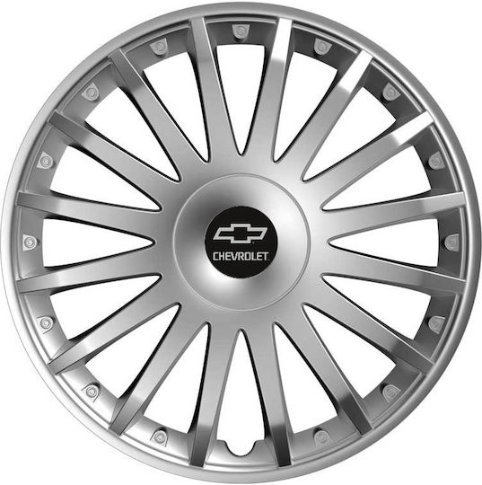 Versaco Car Hubcap Set Crystal with Chevrolet Emblem 14" 4pcs Silver