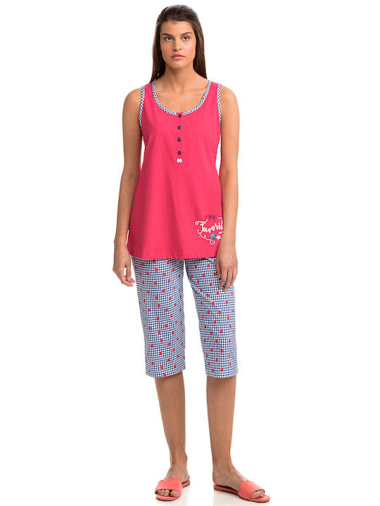 Vamp Summer Women's Pyjama Set Cotton Pink