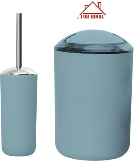 ForHome Plastic Toilet Brush and Basket Set 5lt Light Blue
