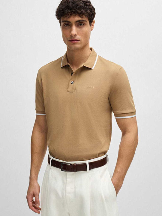 Hugo Boss Bluza Bărbătească cu Mânecă Scurtă Polo beige