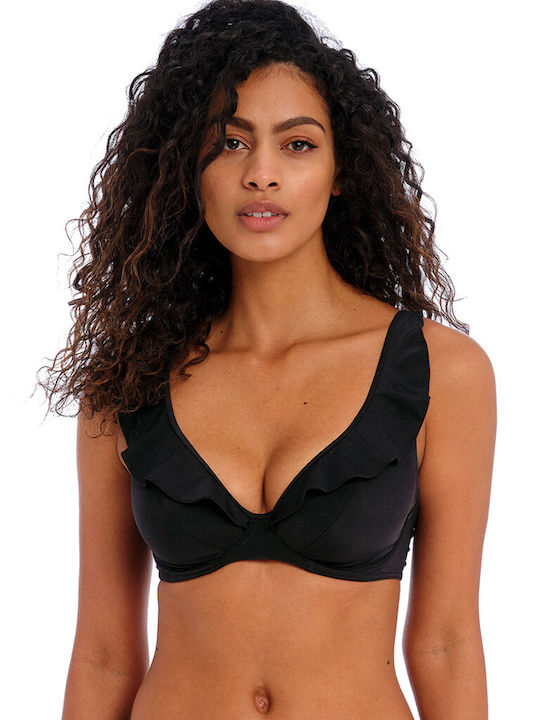 Freya Triangle Bikini Top with Adjustable Straps Black