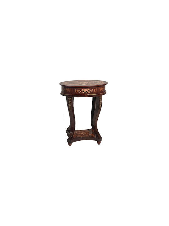 Oval Side Table Wooden Brown L55xW55xH79cm