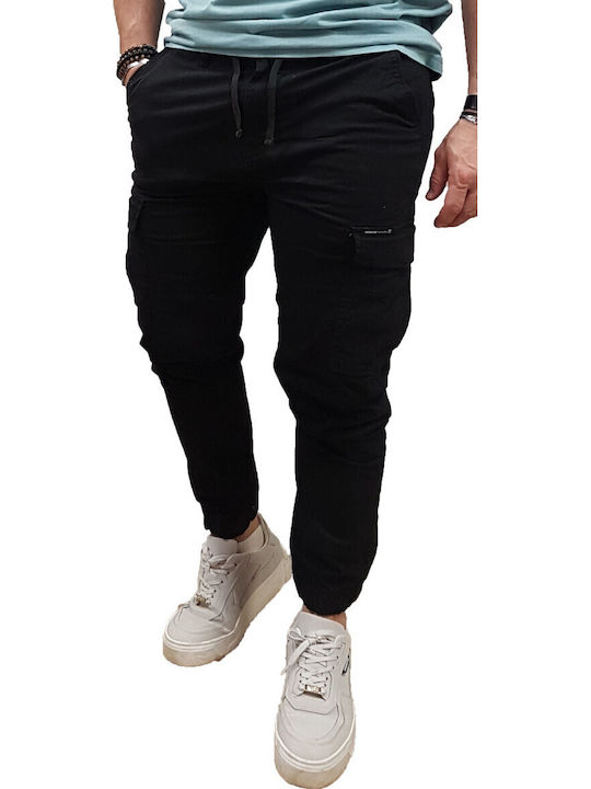 Rebase Ανδρικό Παντελόνι Ελαστικό Black
