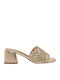 Carmen Mules with Chunky Heel in Gold Color
