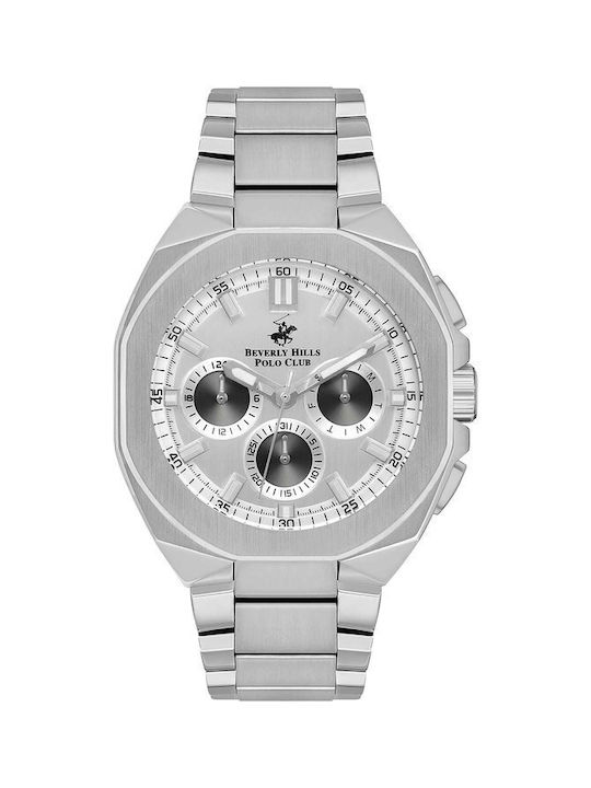 Beverly Hills Polo Club Watch Battery with Silver Metal Bracelet