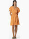 Summer Mini Dress with Ruffles Orange