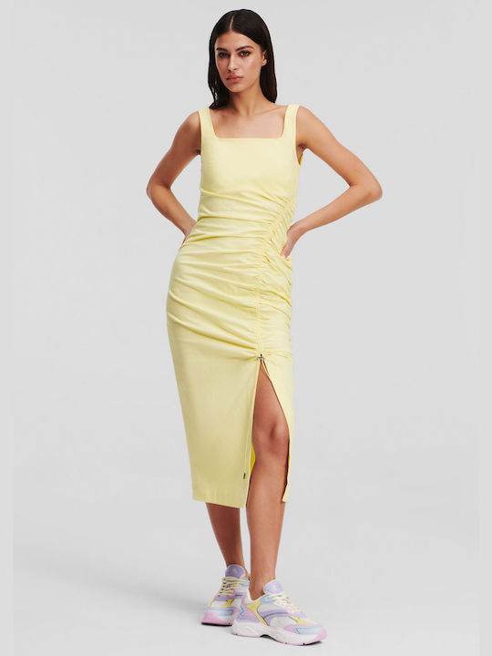 Karl Lagerfeld Maxi Dress with Slit Yellow