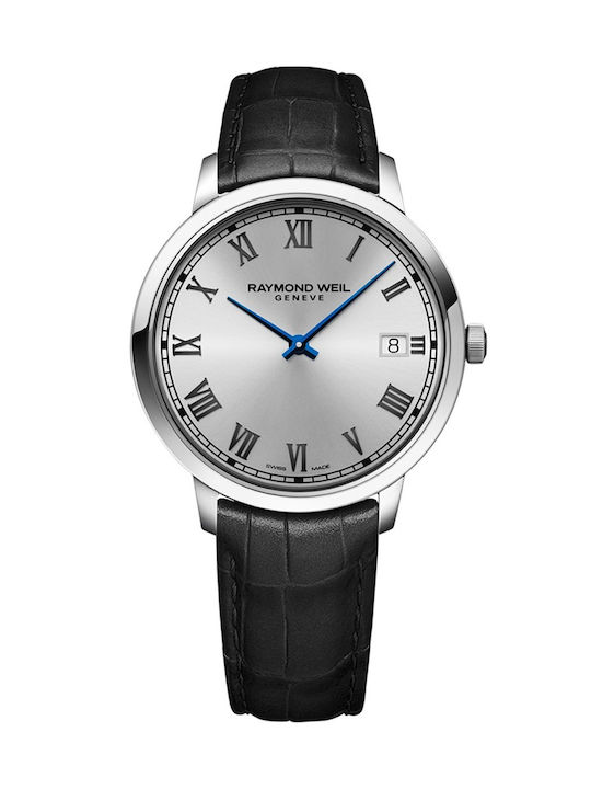 Raymond Weil Watch Battery with Black Leather Strap