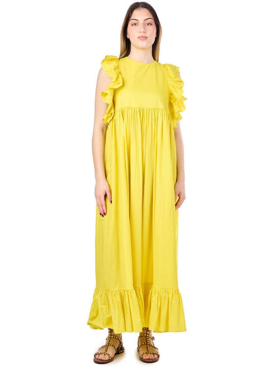 Sommer Maxi Kleid mit Rüschen Gelbe