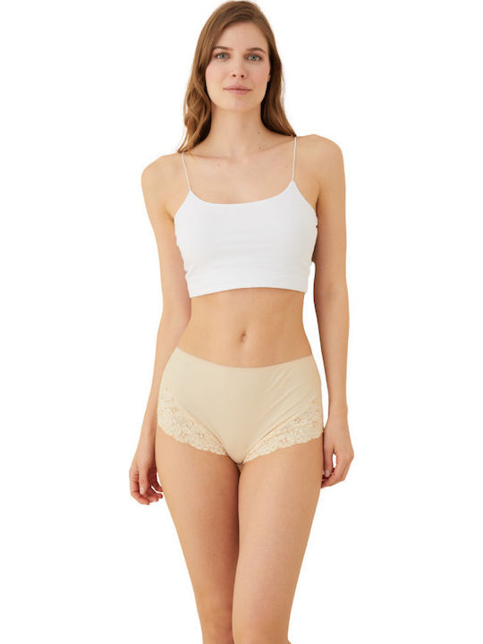 Talie înaltă Femeie Slip Beige