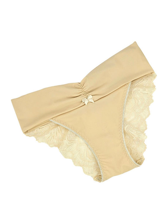 Talie înaltă Femeie Slip Beige