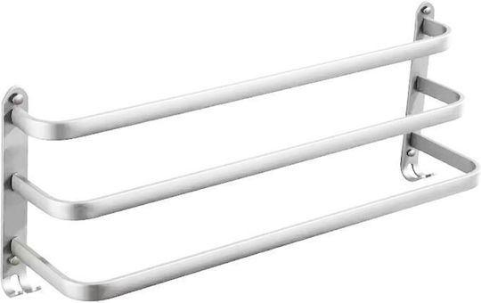 Triple Wall-Mounted Bathroom Rail Inox Silver