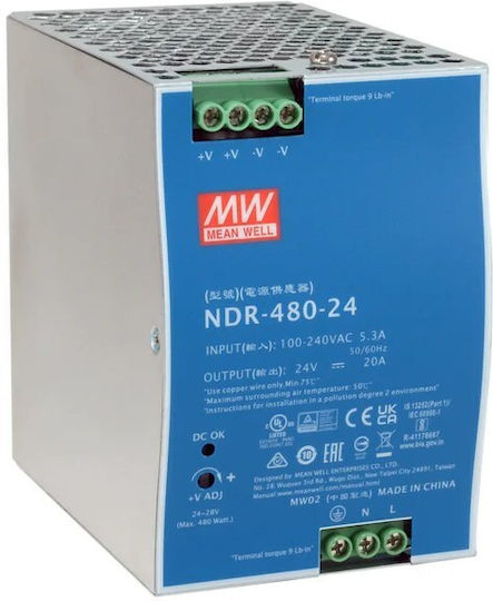 Level One DIN-Schienen-Netzteil mit Leistung 480W