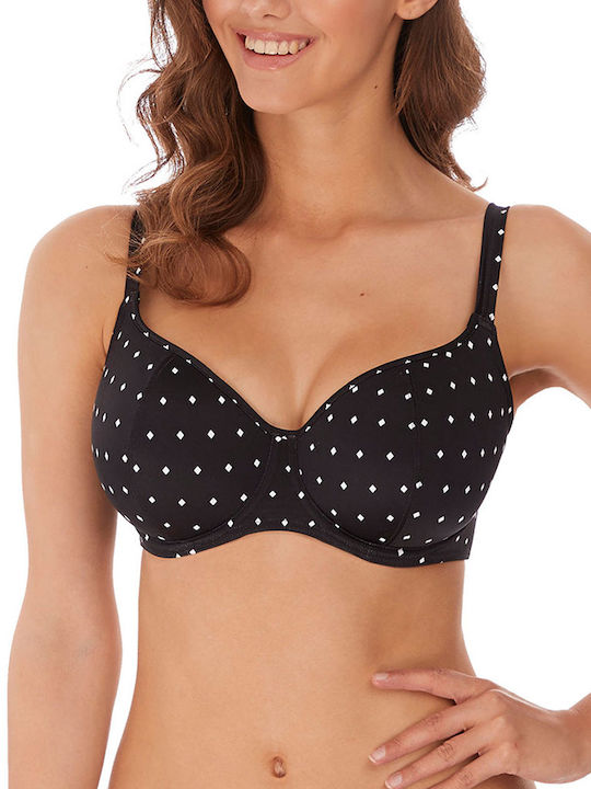 Freya Padded Bikini Bra ‘jewel Cove’ with Adjustable Straps Black