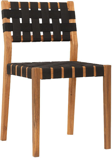Outdoor-Stuhl Hölzernes Black Velvet-Black Metal 46x45x45εκ.