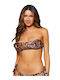 Strapless Bikini Top Animal Print Καφέ