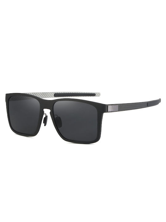 Polareye Men's Sunglasses with Black Metal Frame and Black Polarized Lens