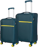 Cardinal Medium Travel Suitcase Fabric Petrol with 4 Wheels