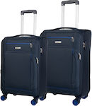 Cardinal Medium Travel Suitcase Fabric Dark Blue with 4 Wheels