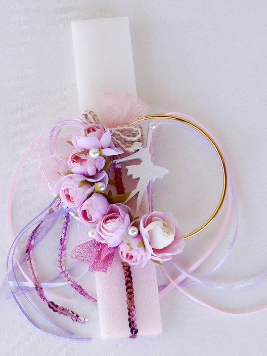 Λαμπάδα Πλακέ Λευκή “rosa Ballerina” 32cm Λαμπάδα Πλακέ Λευκή “rosa Ballerina” 32cm