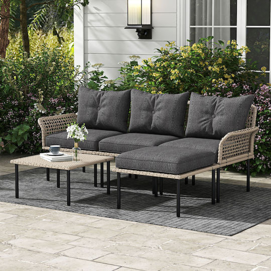 Set Cameră De Zi Pentru Exterior 5 Piese Rattan