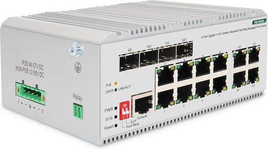 Digitus DN-651139 Managed L2 PoE Switch με 8 Θύρες Gigabit (1Gbps) Ethernet και 4 SFP Θύρες