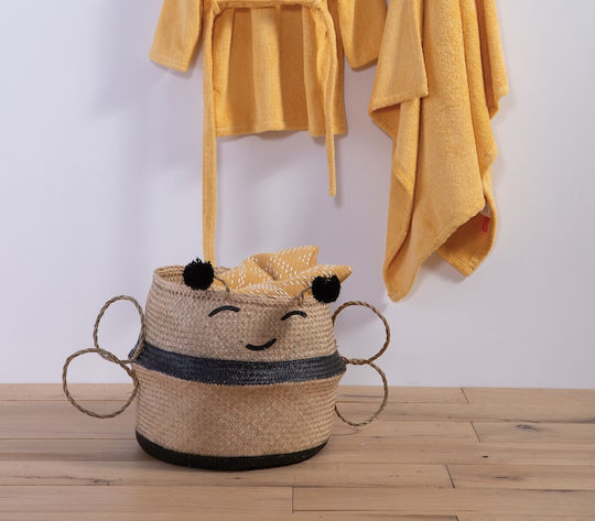 Nef-Nef Homeware Διακοσμητικό Καλάθι Ψάθινο με Χερούλια Μπεζ 40x40x35εκ.