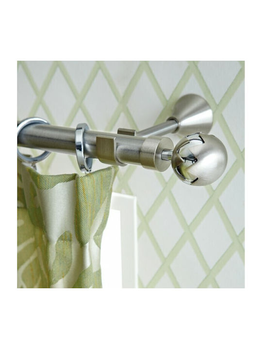 Aslanis Home Metallic Curtain Pole Oscar Double with Rod Φ25mm 160cm Silver