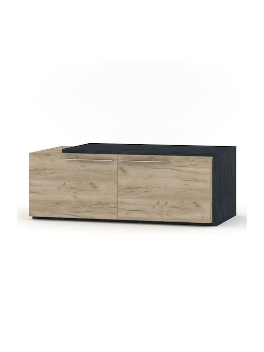 Rectangular Coffee Table Gray Craft Oak/charcoal Flow L120xW60xH45cm