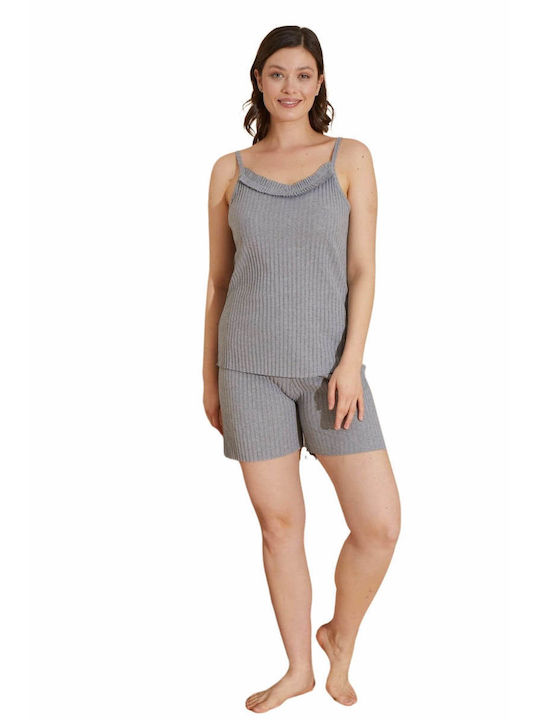 Esthisis Sommer Damen Pyjama-Set Baumwolle Grey