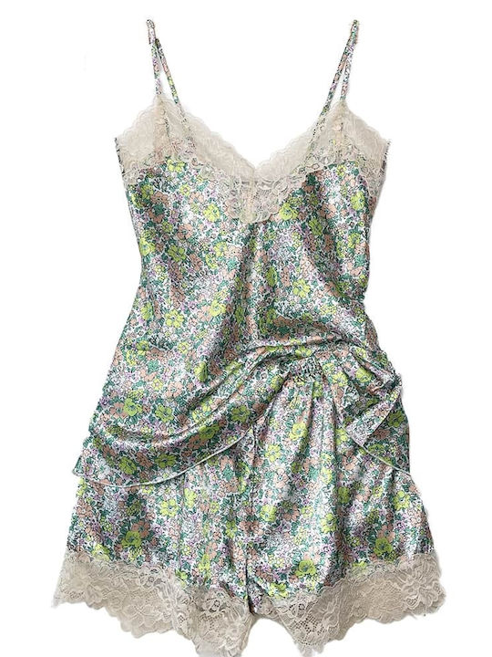 Cootaiya Summer Women's Pyjama Set Satin Green