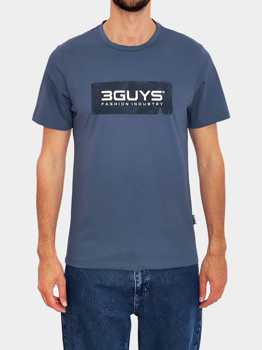 3Guys Ανδρικό T-shirt Κοντομάνικο Μπλε