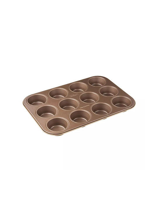 Zenker Φόρμα Ζαχαροπλαστικής για Cupcakes/Muffins 12 Θέσεων 38.5x26.5εκ. Gold 12τμχ