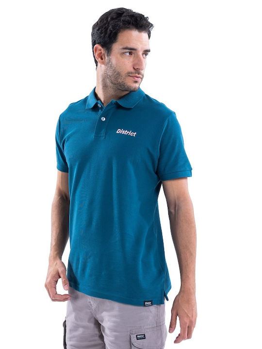 District75 Bluza Bărbătească cu Mânecă Scurtă Polo BLUE