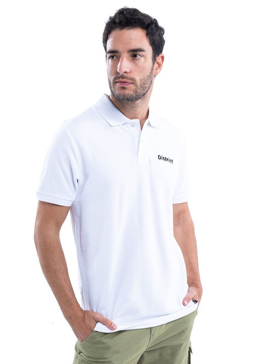 District75 Men's Short Sleeve Blouse Polo White