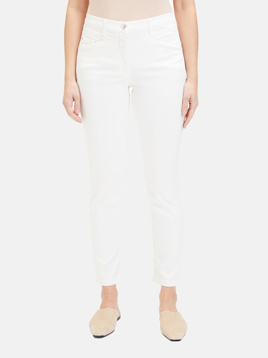 Betty Barclay Femei Bumbac Capri Pantaloni cu Croială Slim OffWhite