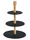 Country Casa Glass Dessert Tower Stand with 3 Tiers Black Ø28cm