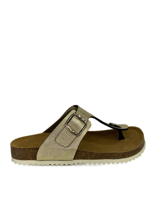 SPK Shoes Δερμάτινα Ανατομικά Σανδάλια Χρυσά