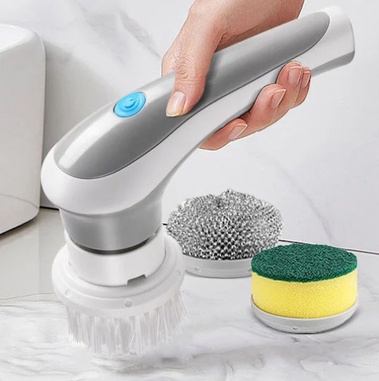 Plastic Cleaning Brush with Handle Gray