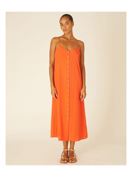 Pepaloves Σεμιζιέ Φόρεμα Πορτοκαλί