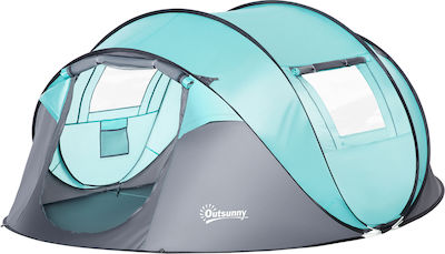 Outsunny Dome Αυτόματη Σκηνή Camping Pop Up Μπλε για 4 Άτομα 286x209x122εκ.