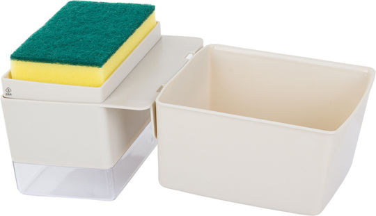 Dispenser Bucătărie Plastic cu Suport pentru Burete Alb