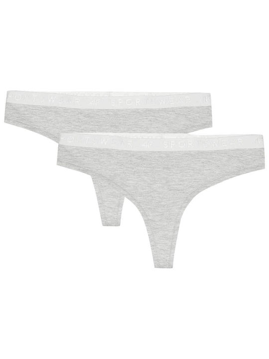 4F Baumwolle Damen Slip 2Pack Gray