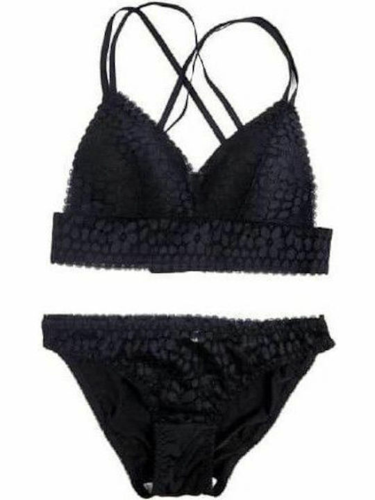 Modern Ocean Set de Lenjerie Bralette cu Alunecare Black