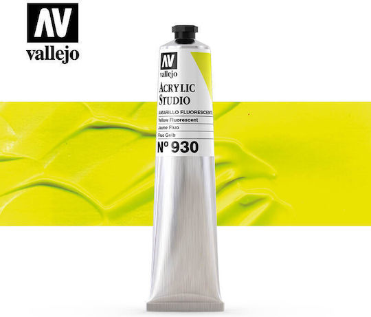 Акрилна студийна флуоресцентна боя Vallejo 58ml флуоресцентно жълто 21930