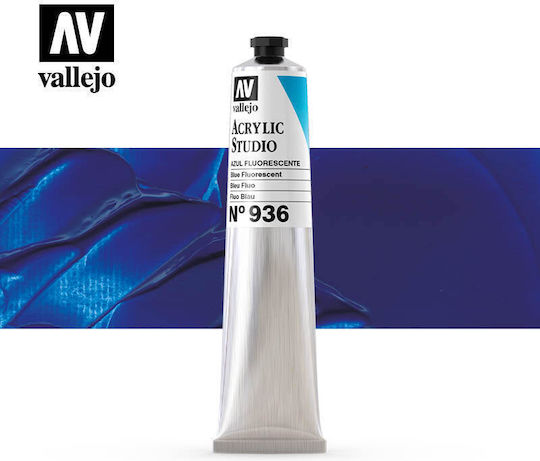 Acrylic Studio Fluorescent Paint Tube Vallejo 58ml Fluorescent Blue