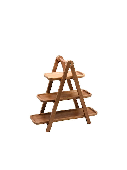 XM-Casa Ξύλινη Εταζέρα 3 Ορόφων Καφέ Π39.5xΜ17.2xΥ38.5cm